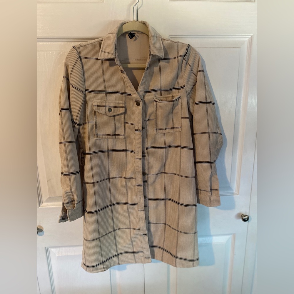Corduroy plaid fall button up for women